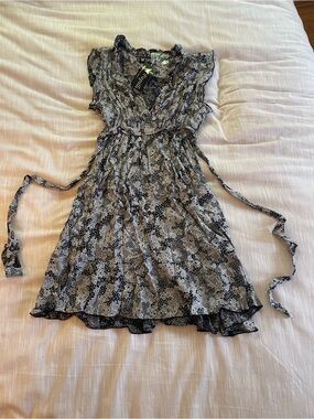 Papillon Blanc Black & White Floral Mini Dress